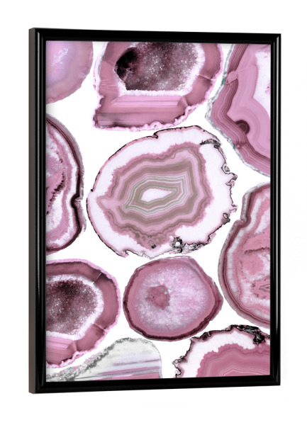 Poster mit schwarzem Rahmen "Pink Agates Rhapsody" artboxONE - Abstrakt,Marmor - Pink,White,Agate,Mineral,Gemstine,Collage,Stone