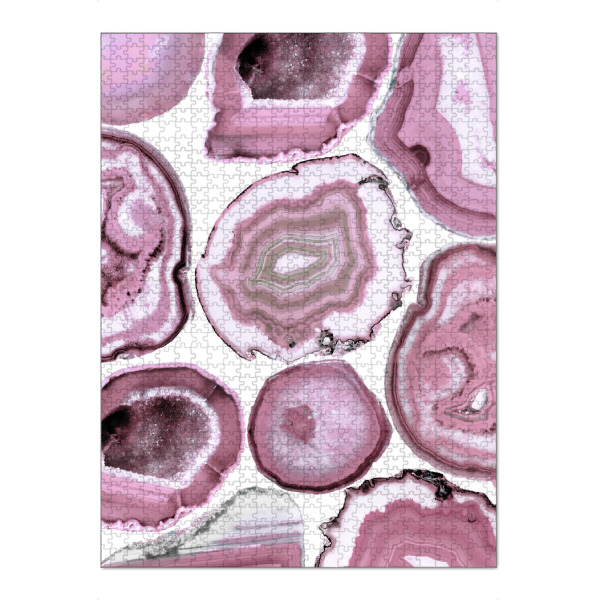Puzzle Ravensburger "Pink Agates Rhapsody" artboxONE - Abstrakt,Marmor - Pink,White,Agate,Mineral,Gemstine,Collage,Stone - Bild pink