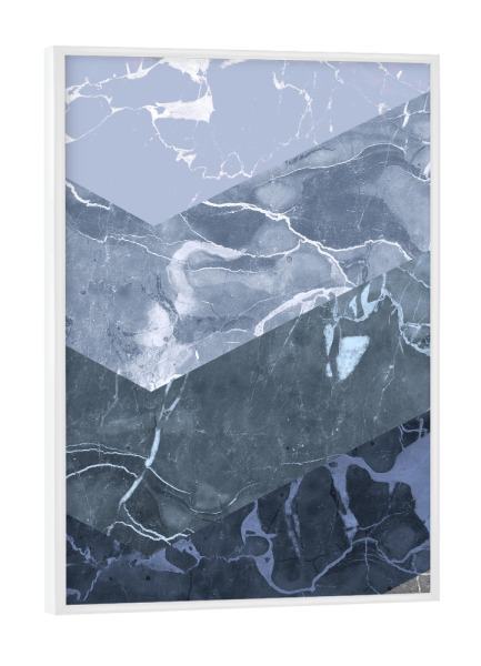 Poster mit weißem Rahmen "Blue Chevron Marble Collage" artboxONE - Abstrakt,Geometrie,Marmor - Blue,Chevron,Marble,Collage,Texture,Abstract
