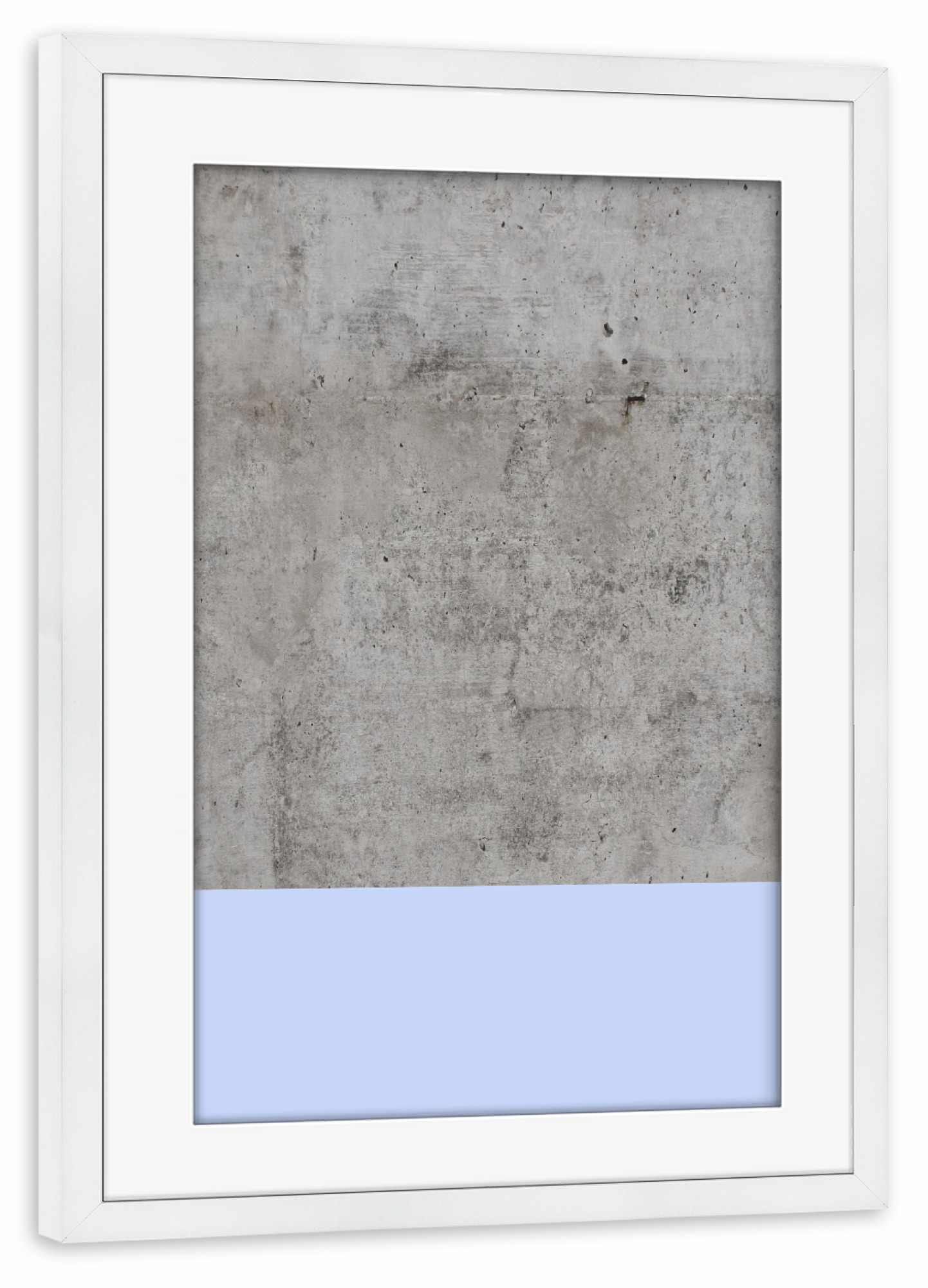 Poster mit Rahmen weiß "Light Blue on Concrete" artboxONE - Abstrakt,Geometrie - Concrete