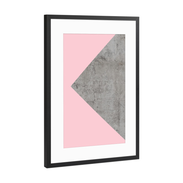 Poster mit Rahmen Schwarz (Metallic) "Pink Collage on Concrete" artboxONE - Abstrakt,Geometrie - Triangle,Raw,Beton,Stein