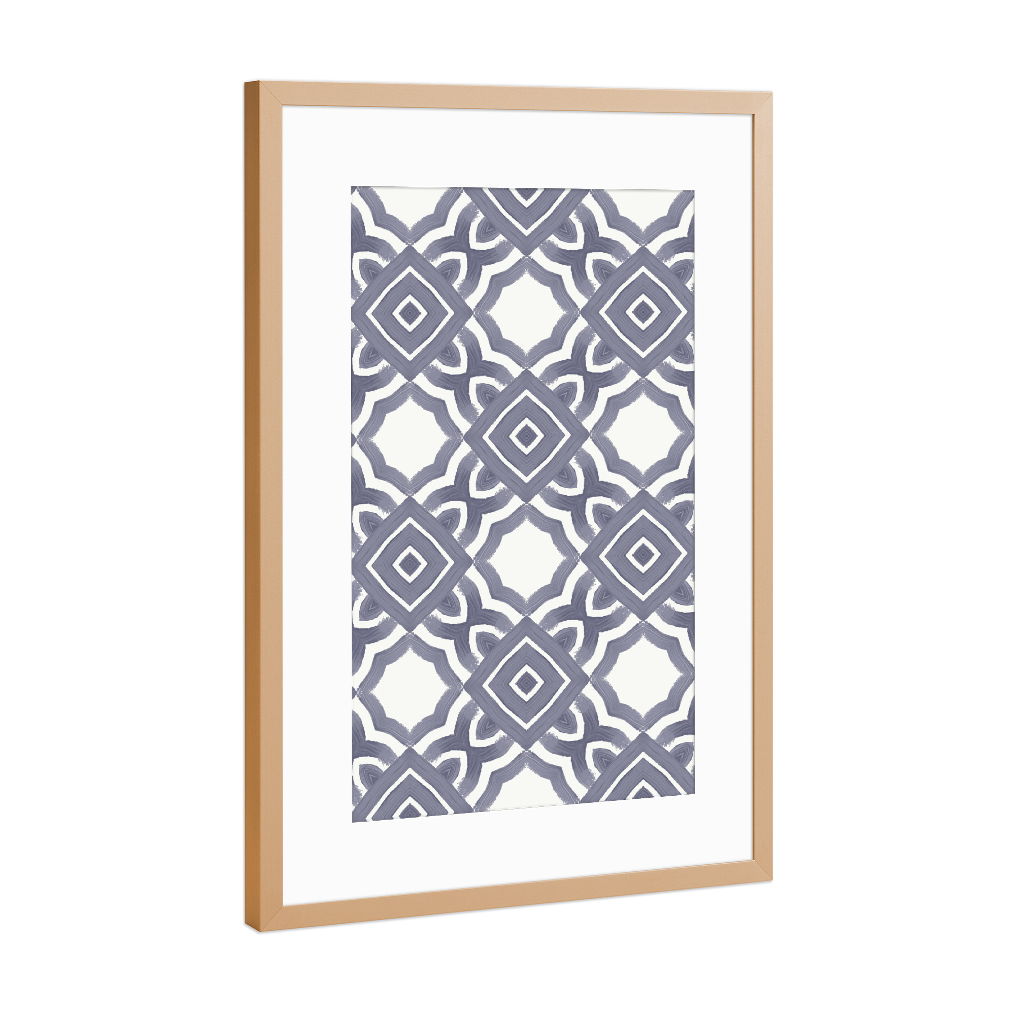Poster mit Rahmen Kupfer "Painted Ethnic Mood" artboxONE - Abstrakt,Schwarzweiß - Ethnic,Pattern,Moroccan,Geometry