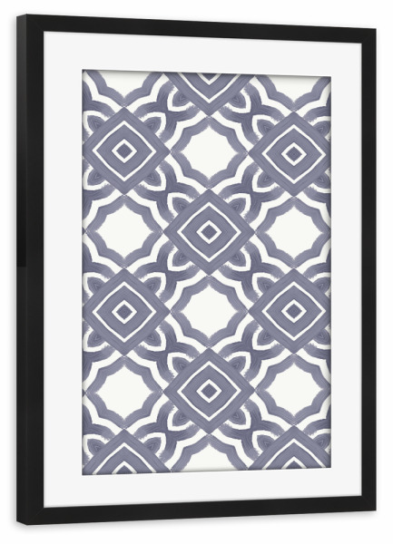Poster mit Rahmen schwarz "Painted Ethnic Mood" artboxONE - Abstrakt,Schwarzweiß - Ethnic,Pattern,Moroccan,Geometry