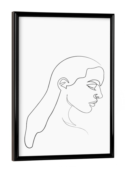 Poster mit schwarzem Rahmen "Lautlosigkeit" artboxONE - Abstrakt - Frau,Lineart