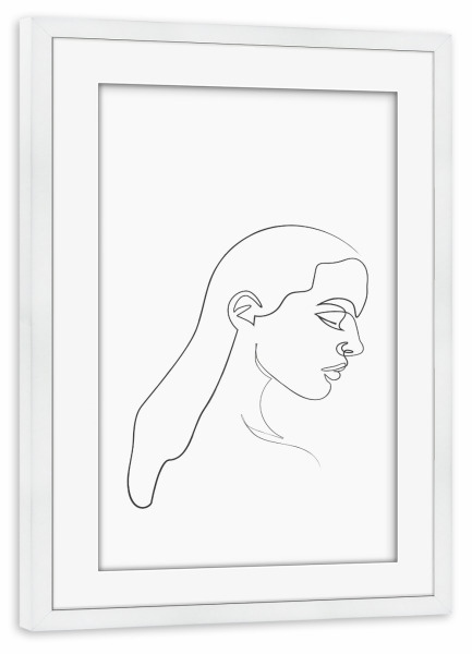 Poster mit Rahmen weiß "Lautlosigkeit" artboxONE - Abstrakt - Frau,Lineart
