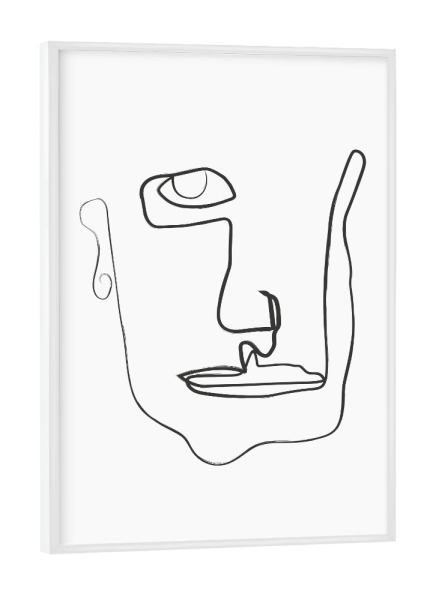 Poster mit weißem Rahmen "K O N F U S" artboxONE - Abstrakt,Menschen,Schwarzweiß,Fashion - Oneline,Portrait,Face,Lippen