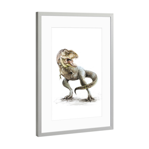 Poster mit Rahmen Silber "T-Rex" artboxONE - Tiere - Dino,Dinosaurier,Tyrannosaurus