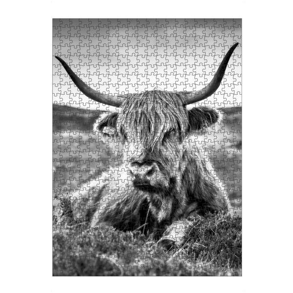 artboxONE Puzzle "HIGHLAND COW B/W" artboxONE - Tiere,Schwarzweiß - Hochland kuh,Kuh,Tier,Tiere,Schwarz und weiß,Fotografie,Blackandwhite,Animal