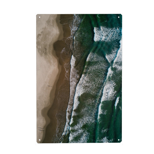 Holzbild "GREEN OCEAN" artboxONE - Reise / Strand und Meer - Meer,Strand,Wellen,Drohne,Ozean