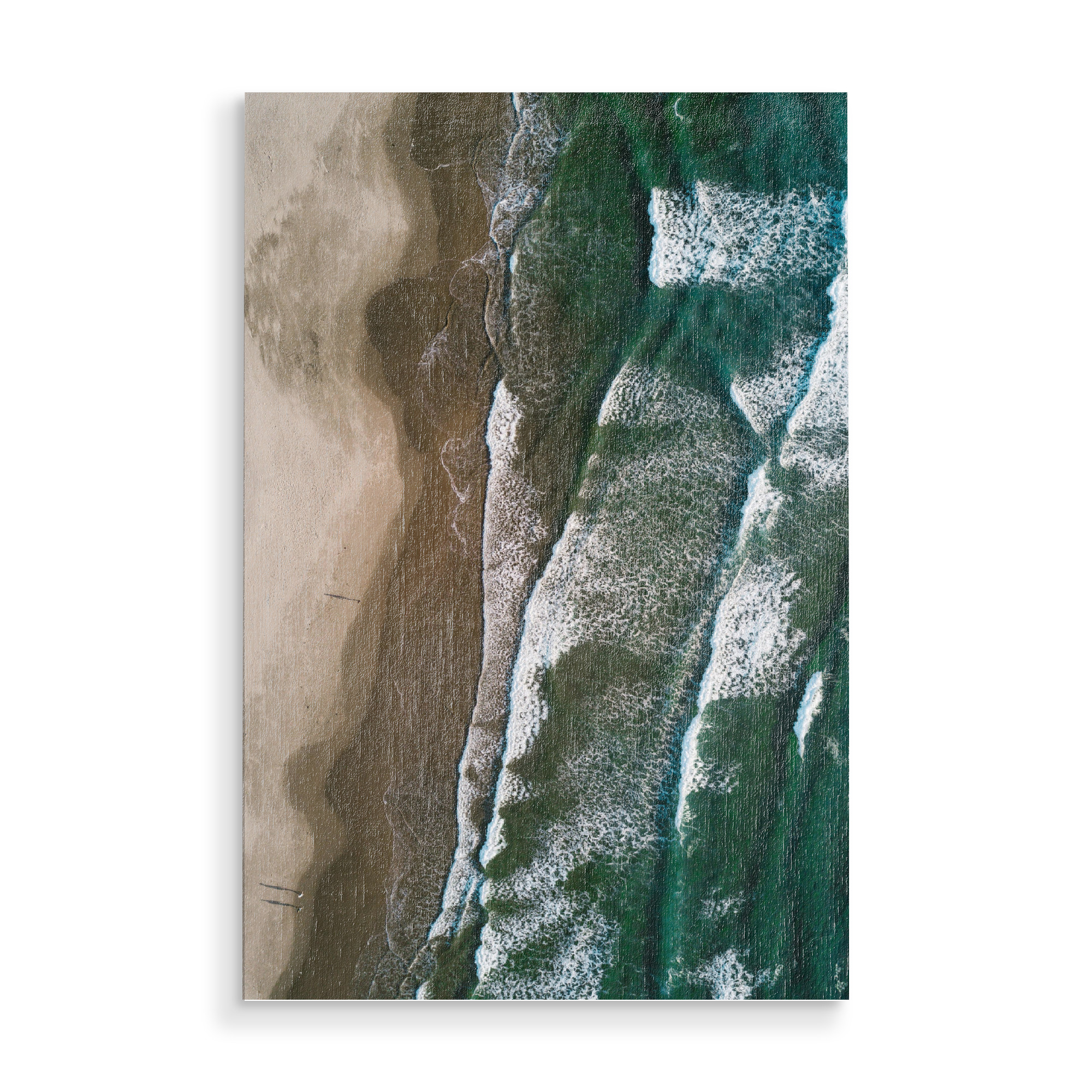 Holzbild "GREEN OCEAN" artboxONE - Reise / Strand und Meer - Meer,Strand,Wellen,Drohne,Ozean