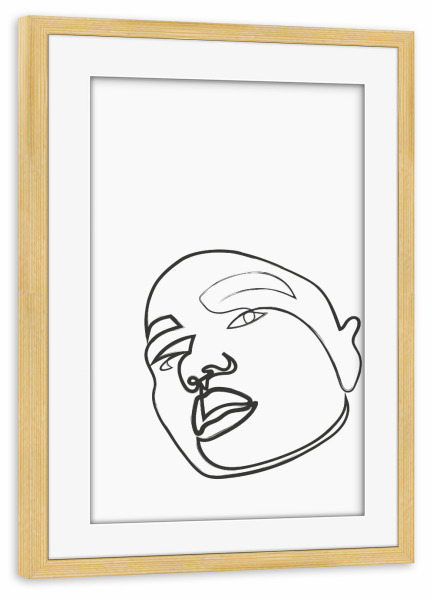 Poster mit Rahmen kiefer "Bossy" artboxONE - Abstrakt,Schwarzweiß - Lineart,Gesicht,Frau