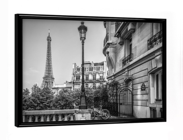 Poster mit schwarzem Rahmen "Pariser Charme Monochrom" artboxONE - Städte,Reise,Schwarzweiß,Architektur,Städte / Paris