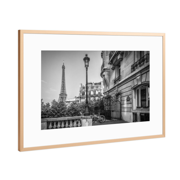 Poster mit Rahmen Kupfer "Pariser Charme Monochrom" artboxONE - Städte,Reise,Schwarzweiß,Architektur,Städte / Paris