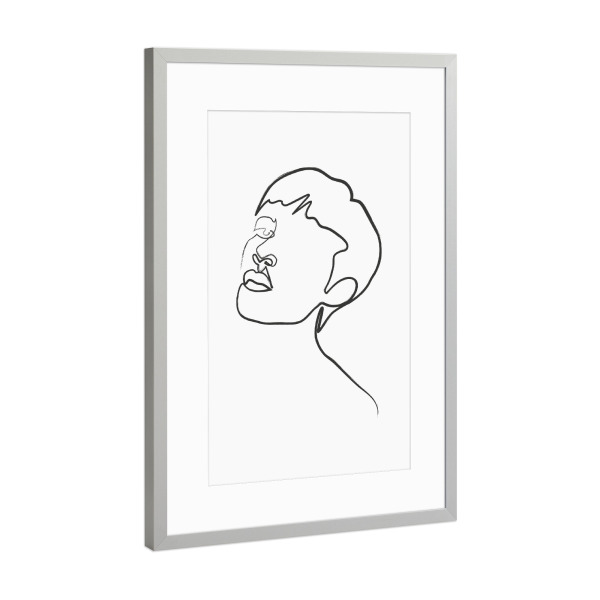 Poster mit Rahmen Silber "Face Josephine" artboxONE - Abstrakt,Menschen,Schwarzweiß - Frau,Gesicht,Oneline