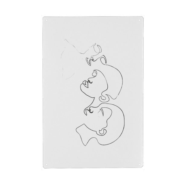 Holzbild "Dreiheit" artboxONE - Abstrakt,Menschen,Schwarzweiß,Liebe - Gesichter,Frauen,Lineart
