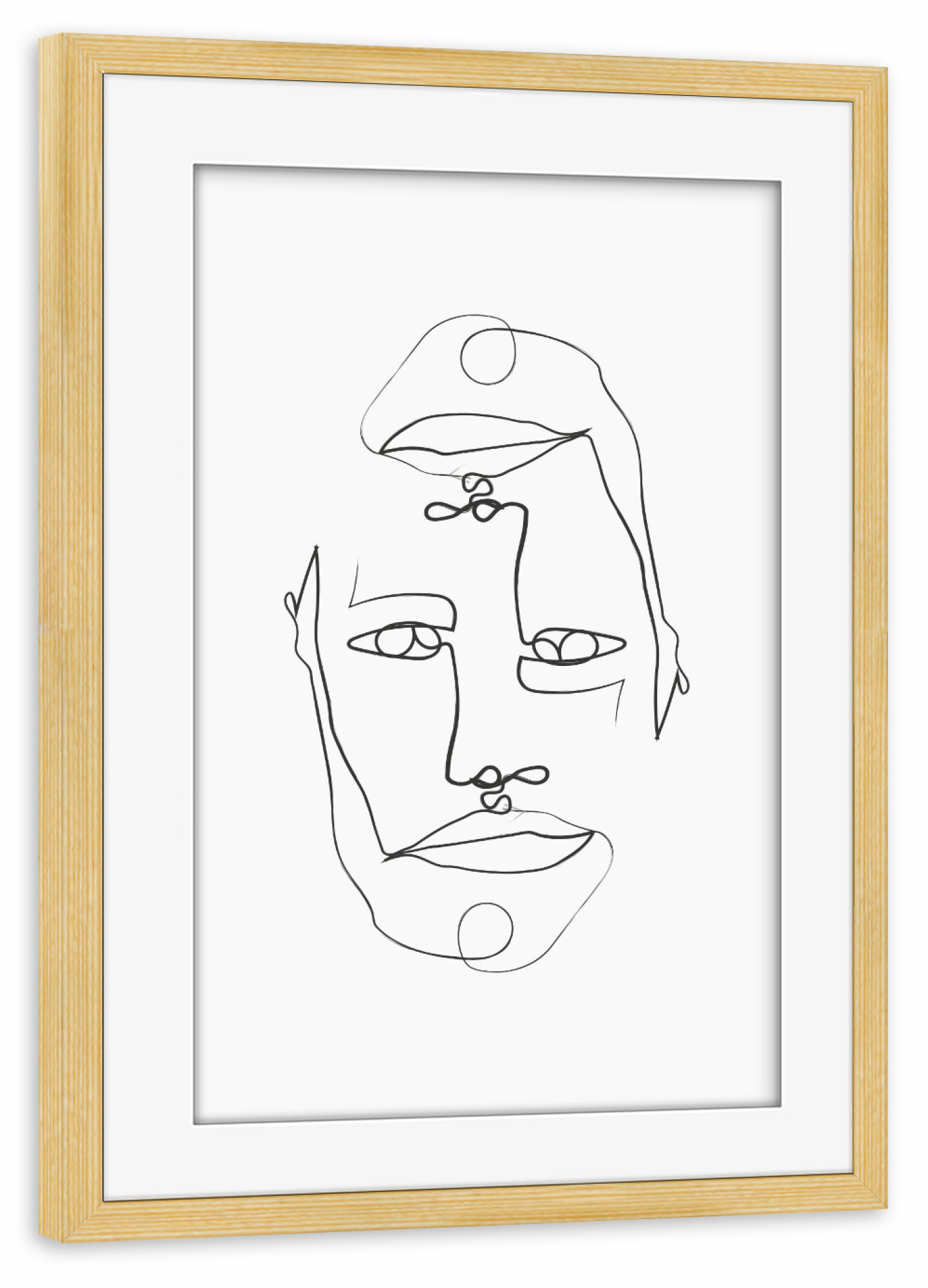 Poster mit Rahmen kiefer "Double" artboxONE - Abstrakt,Schwarzweiß - Gesicht,Lineart