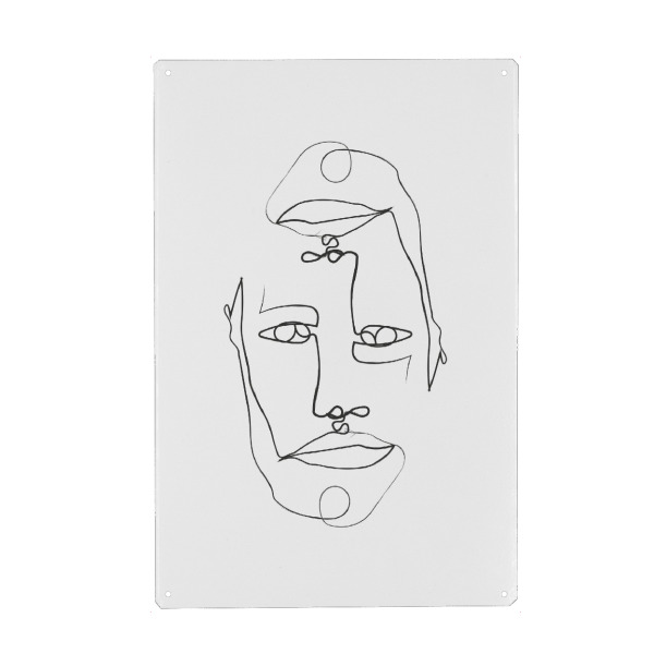 Holzbild "Double" artboxONE - Abstrakt,Schwarzweiß - Gesicht,Lineart