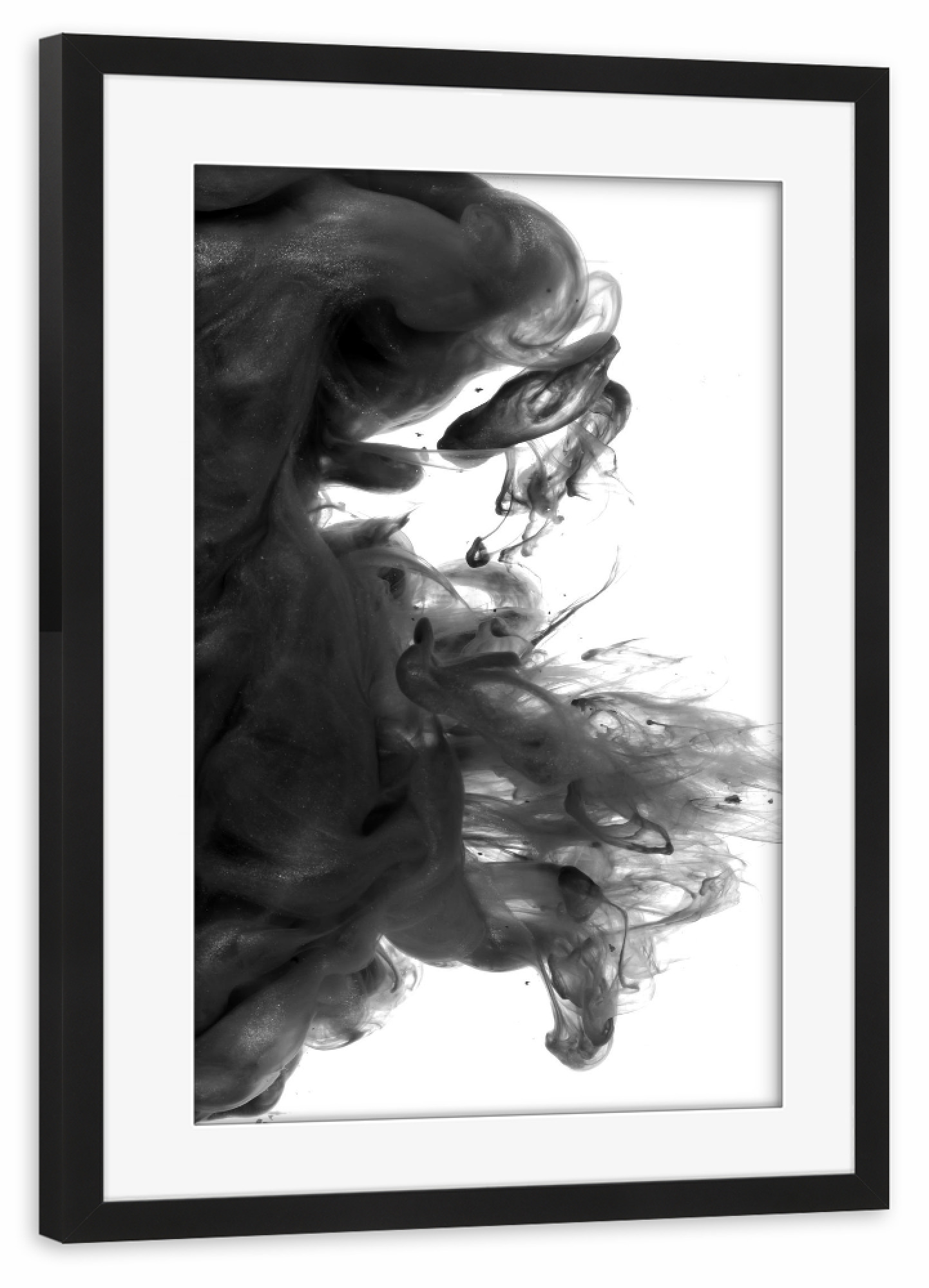 Poster mit Rahmen schwarz "Ink in water photography" artboxONE - Abstrakt,Schwarzweiß - Tinte,Minimalistisch,Flüssig