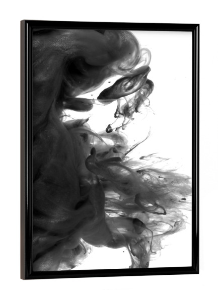 Poster mit schwarzem Rahmen "Ink in water photography" artboxONE - Abstrakt,Schwarzweiß - Tinte,Minimalistisch,Flüssig