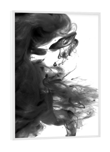 Poster mit weißem Rahmen "Ink in water photography" artboxONE - Abstrakt,Schwarzweiß - Tinte,Minimalistisch,Flüssig