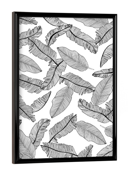 Poster mit schwarzem Rahmen "Banana Leaves White - Motif Four" artboxONE - Natur,Floral,Abstrakt,Schwarzweiß