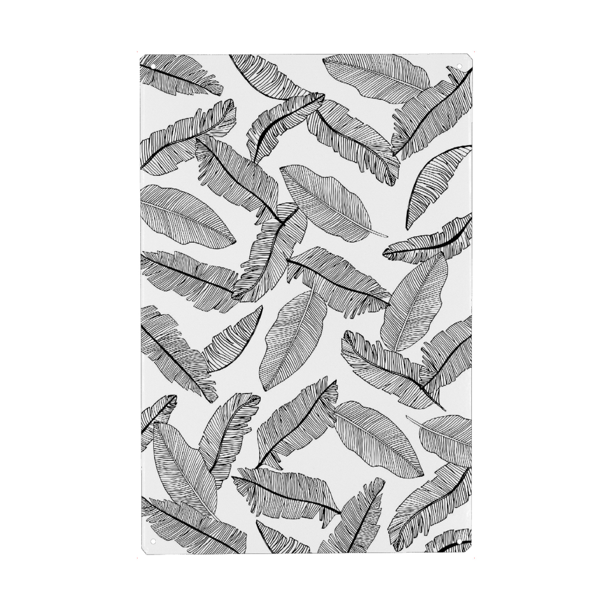 Metall Poster "Banana Leaves White - Motif Four" artboxONE - Natur,Floral,Abstrakt,Schwarzweiß
