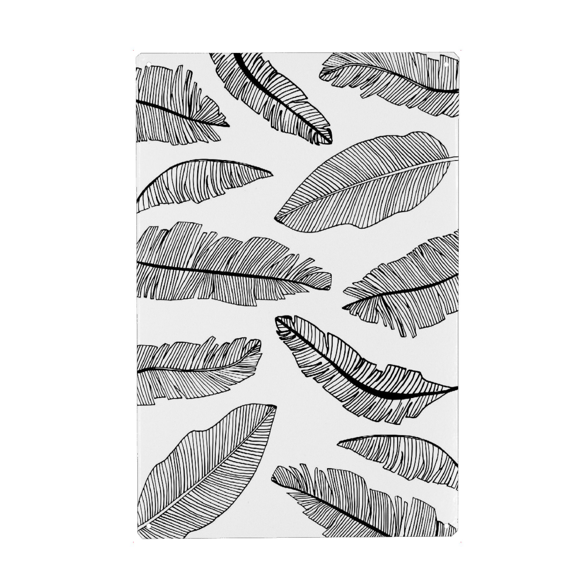 Metall Poster "Banana Leaves White - Motif Three" artboxONE - Floral,Schwarzweiß - Leaf,Banana - Blechschild