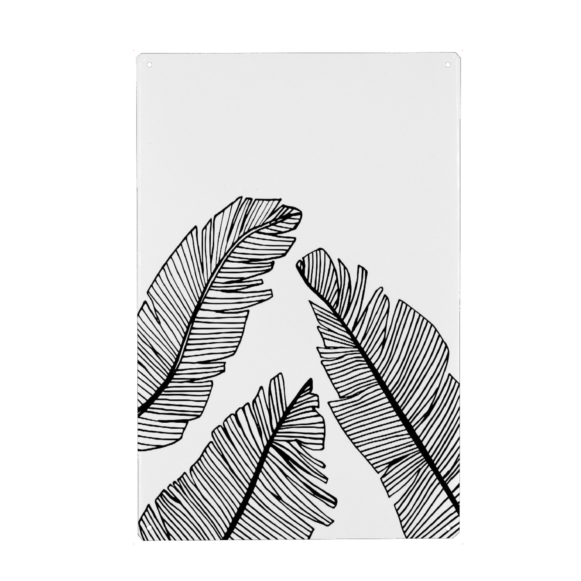 Holzbild "Banana Leaves White - Motif Two" artboxONE - Natur,Reise,Floral,Abstrakt,Schwarzweiß