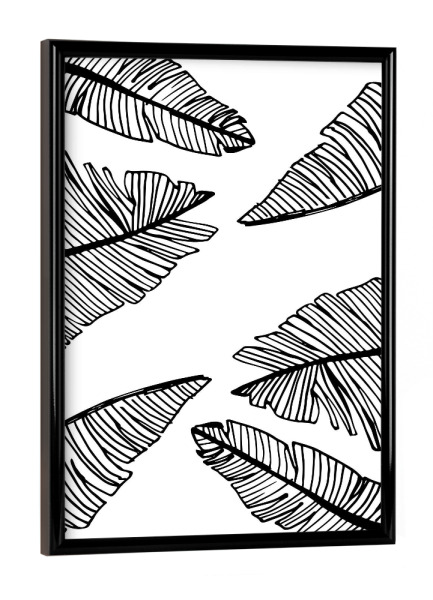 Poster mit schwarzem Rahmen "Banana Leaves White - Motif One" artboxONE - Natur,Floral,Abstrakt,Schwarzweiß