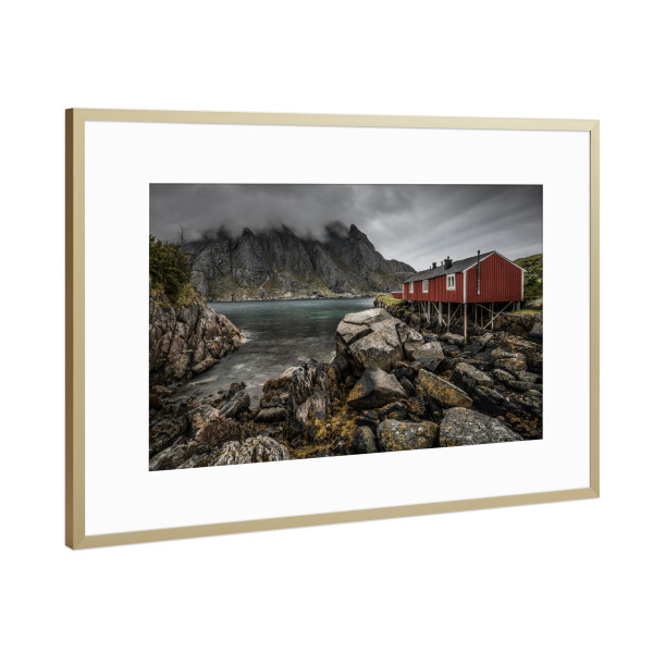 Poster mit Rahmen Gold "Skandinavien" artboxONE - Natur,Reise,Schwarzweiß,Reise / Länder