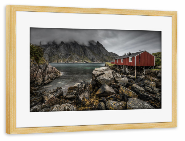 Poster mit Rahmen kiefer "Skandinavien" artboxONE - Natur,Reise,Schwarzweiß,Reise / Länder