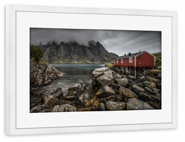 Poster mit Rahmen weiß "Skandinavien" artboxONE - Natur,Reise,Schwarzweiß,Reise / Länder