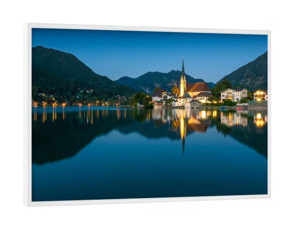 Poster mit weißem Rahmen "Abend am Tegernsee" artboxONE - Reise - Tegernsee,Bayern,Deutschland,Alpen,Berge
