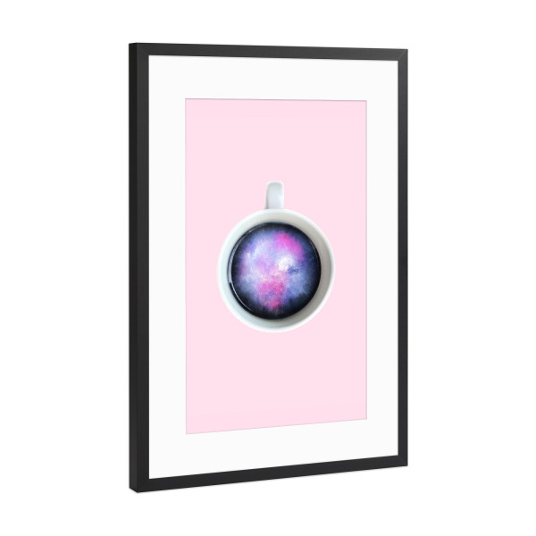 Poster mit Rahmen Schwarz (Metallic) "A Cup of Universe" artboxONE - Essen & Trinken,Abstrakt,Ultraviolet - Ultraviolet,Galaxy,Coffee,Mug,Cup