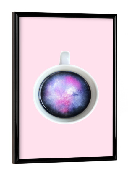 Poster mit schwarzem Rahmen "A Cup of Universe" artboxONE - Essen & Trinken,Abstrakt,Ultraviolet - Ultraviolet,Galaxy,Coffee,Mug,Cup