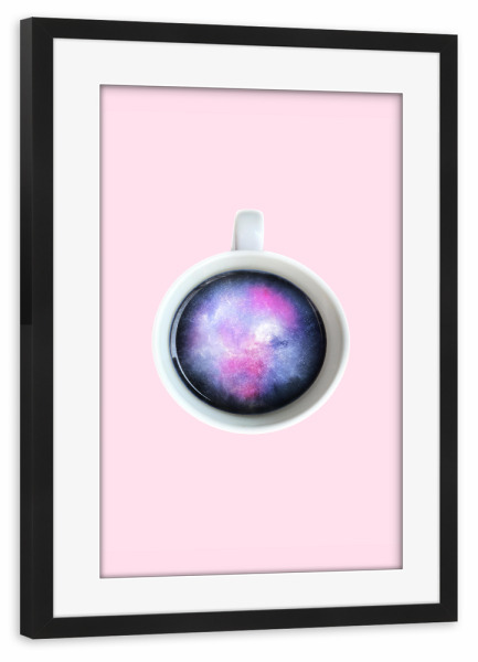 Poster mit Rahmen schwarz "A Cup of Universe" artboxONE - Essen & Trinken,Abstrakt,Ultraviolet - Ultraviolet,Galaxy,Coffee,Mug,Cup