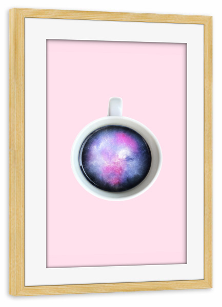 Poster mit Rahmen kiefer "A Cup of Universe" artboxONE - Essen & Trinken,Abstrakt,Ultraviolet - Ultraviolet,Galaxy,Coffee,Mug,Cup