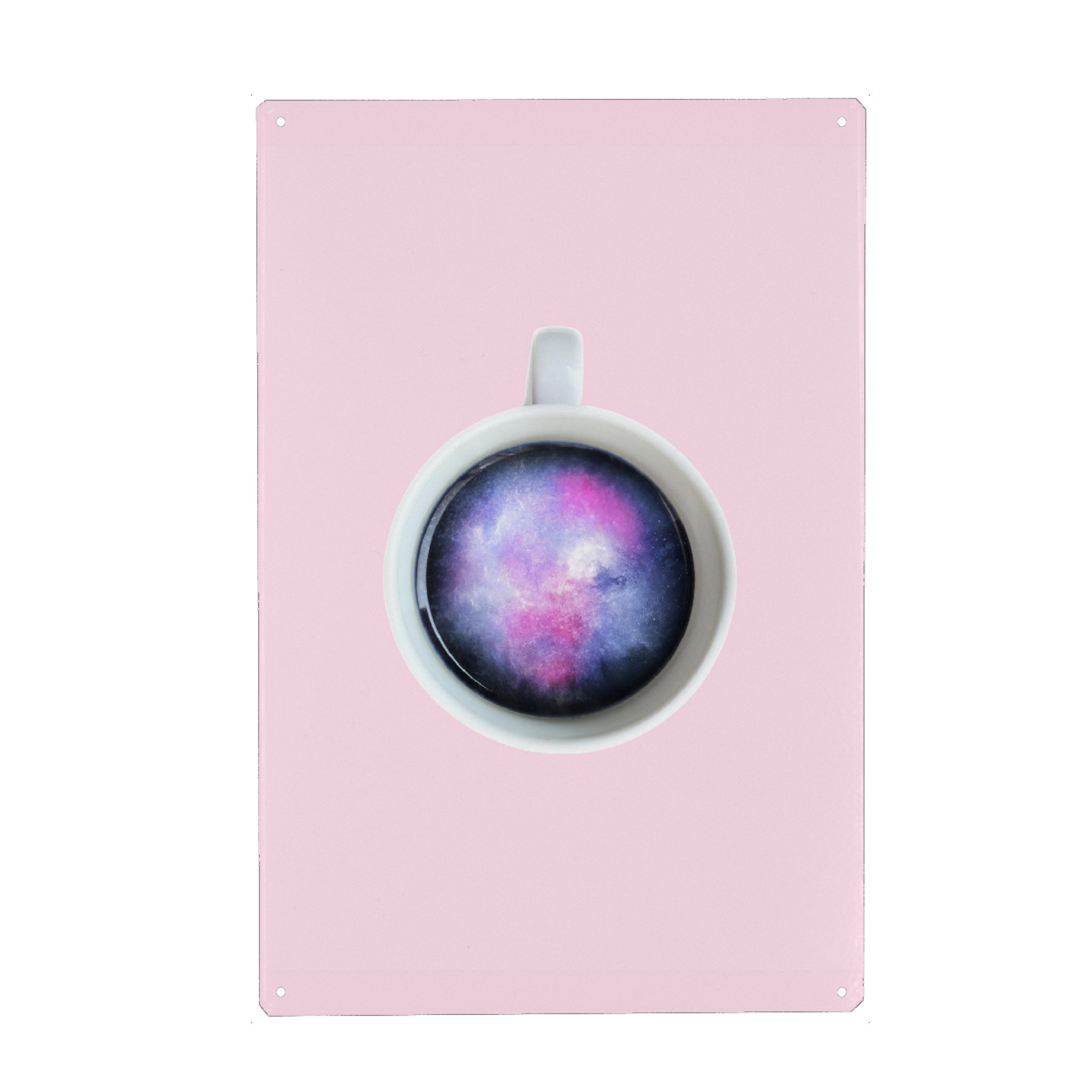 Metall Poster "A Cup of Universe" artboxONE - Essen & Trinken,Abstrakt,Ultraviolet - Ultraviolet,Galaxy,Coffee,Mug,Cup - Blechschild