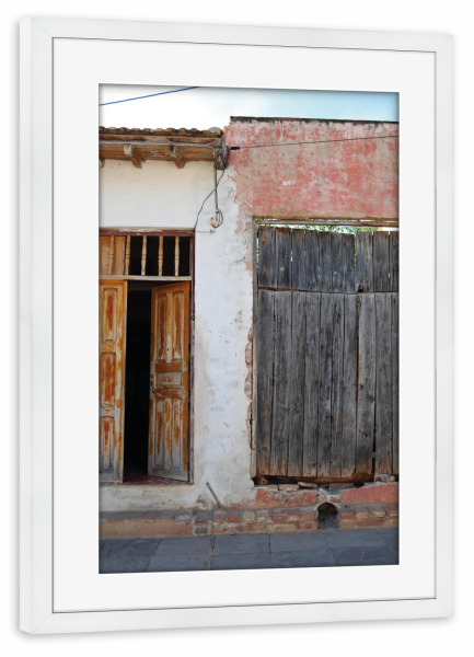 Poster mit Rahmen weiß "Doors" artboxONE - Städte,Reise,Architektur,Reise / Länder - Kuba,Tür,Architektur,Karibik,Building,House