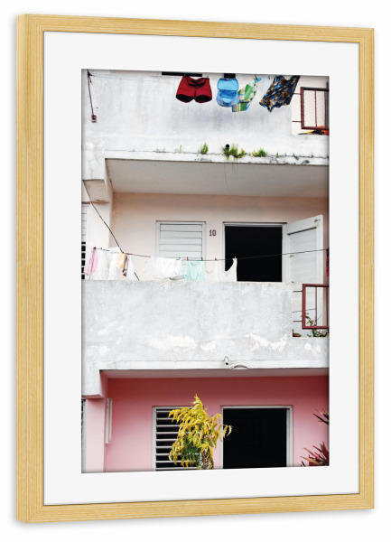 Poster mit Rahmen kiefer "Pink Balcony" artboxONE - Reise,Architektur - Balkon,Urlaub