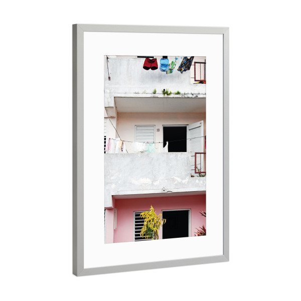 Poster mit Rahmen Silber "Pink Balcony" artboxONE - Reise,Architektur - Balkon,Urlaub
