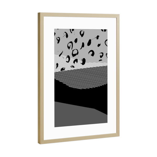 Poster mit Rahmen Gold "Black Safari" artboxONE - Natur,Reise,Abstrakt,Schwarzweiß,Geometrie,Reise / Afrika - Pattern,Abstract,Lines