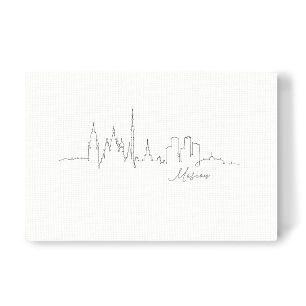 Leinwandbild "Pen line silhouette Moscow" artboxONE - Städte,Schwarzweiß - Russia,Lineart,Skyline