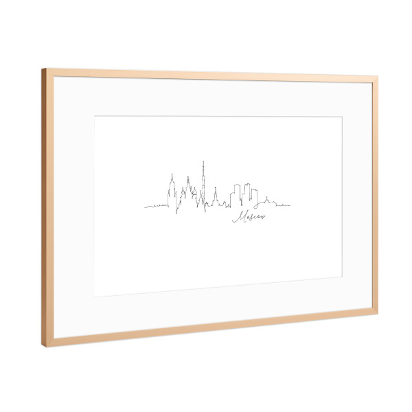 Poster mit Rahmen Kupfer "Pen line silhouette Moscow" artboxONE - Städte,Schwarzweiß - Russia,Lineart,Skyline