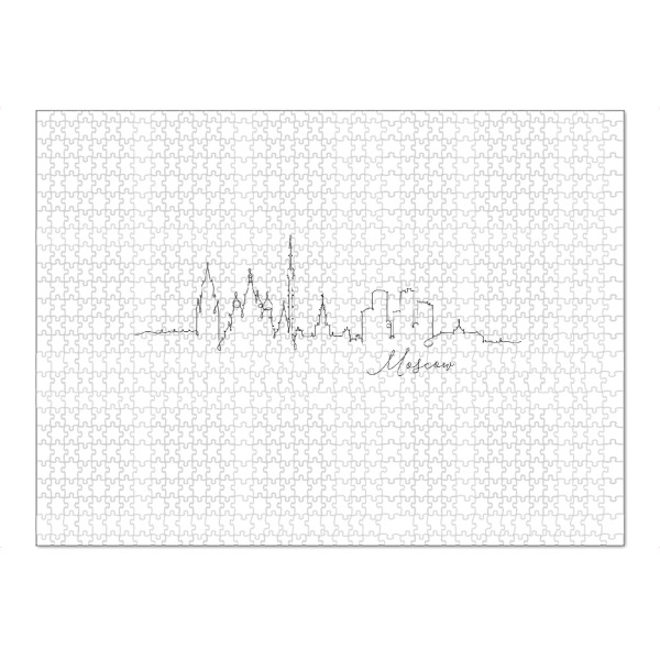 Puzzle Ravensburger "Pen line silhouette Moscow" artboxONE - Städte,Schwarzweiß - Russia,Lineart,Skyline - Bild russia