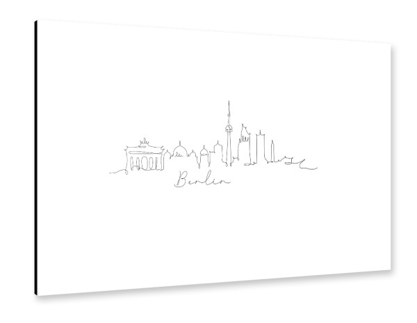 Alu-Dibond "Pen line silhouette Berlin" 30x20 cm artboxONE