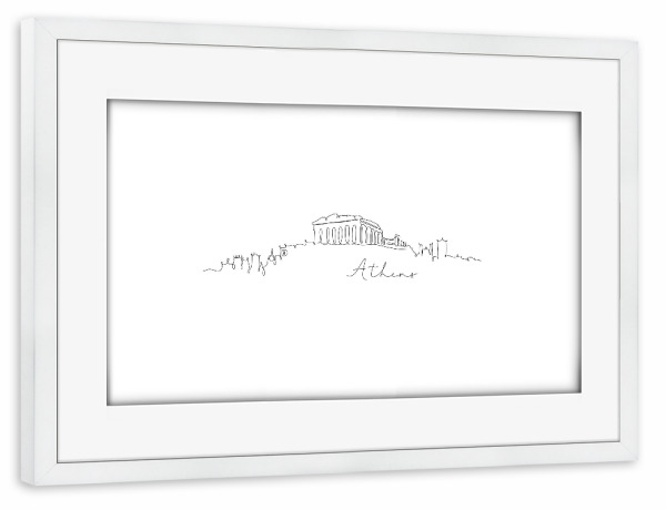 Poster mit Rahmen weiß "Pen line silhouette Athens" artboxONE - Städte,Reise,Schwarzweiß,Fashion,Reise / Länder