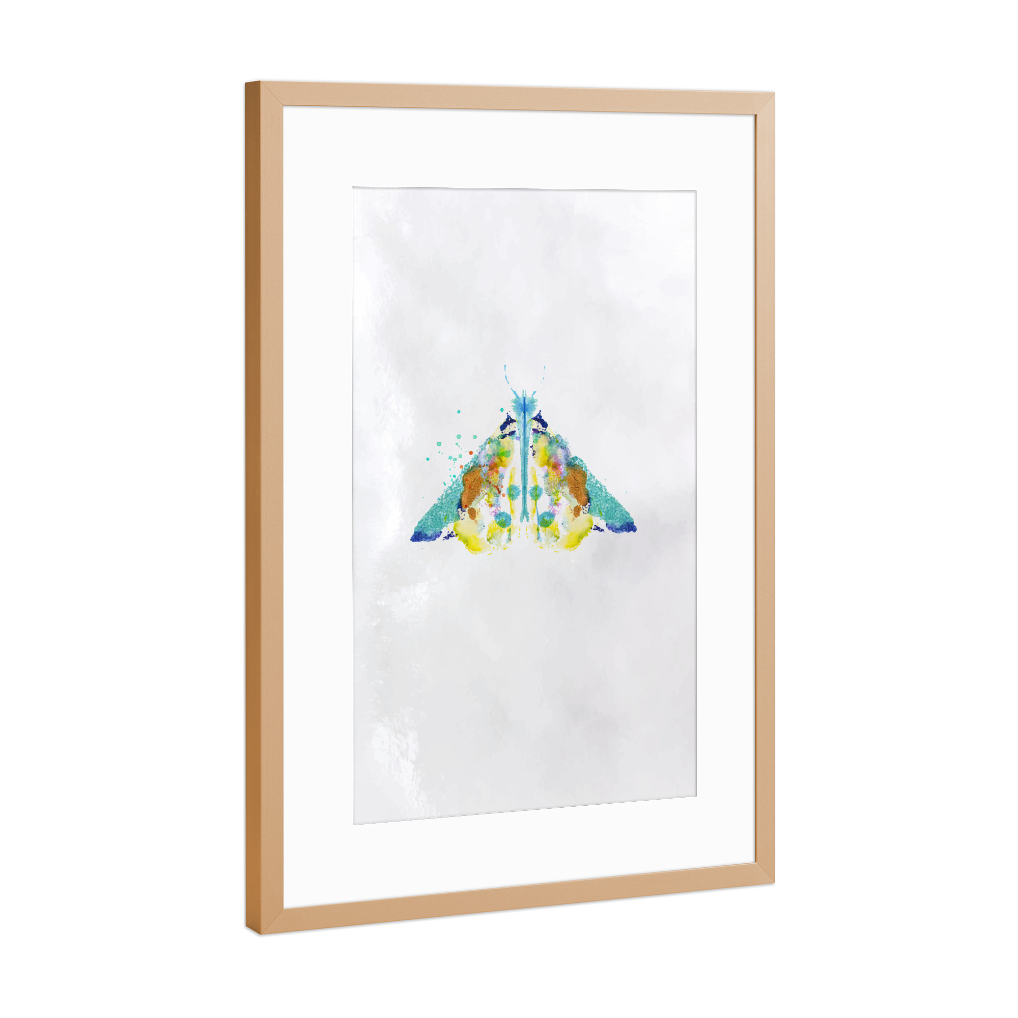 Poster mit Rahmen Kupfer "Monotype vivid moth colorful" artboxONE - Floral,Tiere - Fly,Insekt,Watercolor