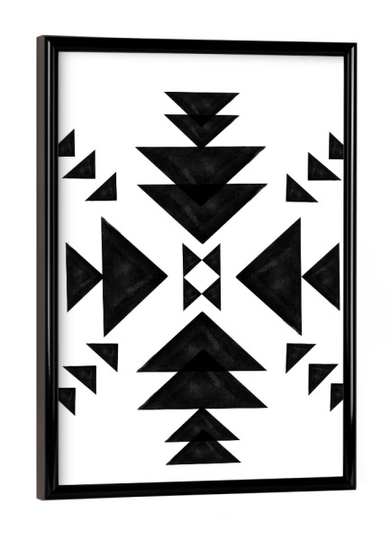 Poster mit schwarzem Rahmen "Aztec Pattern" artboxONE - Abstrakt,Schwarzweiß,Geometrie,Festivals - Boho,Geometrisch,Ethno,Aztekisch,Muster