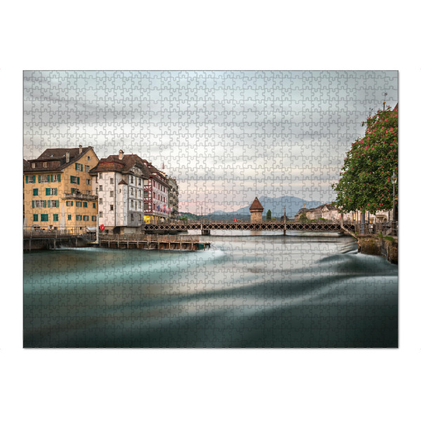 Puzzle Ravensburger "Nadelwehr in Luzern" artboxONE - Städte / Weitere - Reuss,Langzeitbelichtung,Stadt,Schweiz,Fluss,Luzern - Bild reuss
